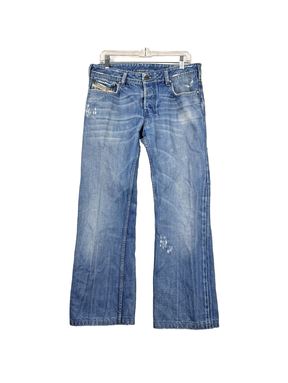 Diesel Zathan Mens 33x29 Hemmed Distressed Boot Cut Denim Jeans Wash 00772 Y2K